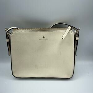 Kate Spade Cream Leather Square Crossbody Handbag Purse Medium Bag Classic